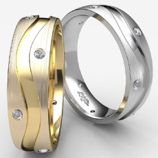 Curve Step Matte Bezel Diamond Eternity Mens Wedding Band 18k Gold Yellow  (0.64Ct. tw.)