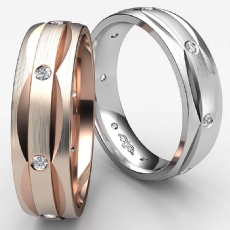 Bezel Diamond Carved Matte Eternity Men's Wedding Band 14k Rose Gold  (0.91Ct. tw.)