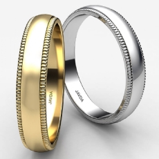 Plain Men Wedding Band Dome Milgrain Edge Ring 4mm 14k Gold Yellow 3.7g 5