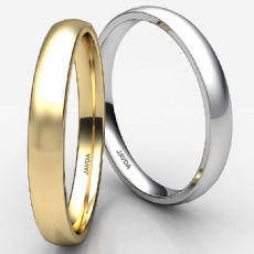 3mm Comfort Light Plain Ring 14k White Gold Men Dome Wedding Band 2.4g 4sz