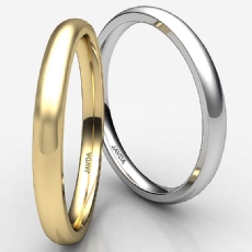 Plain Dome Comfort Ring 2.5mm Men Wedding Solid Band 14k White Gold 2.4g 4z