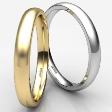 3mm Dome Comfort Plain Ring 14k White Gold Men Wedding Solid Band 2.9g 4sz