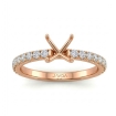 1Ct Prong Set Round Diamond Engagement Semi Mount Ring Setting 18k Rose Gold - javda.com 