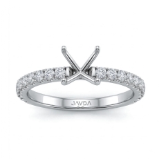 0.75Ct Prong Set Round Diamond Engagement Semi Mount Ring Setting 14k White Gold