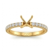 0.75Ct Prong Set Round Diamond Engagement Semi Mount Ring Setting 18k Yellow Gold - javda.com 