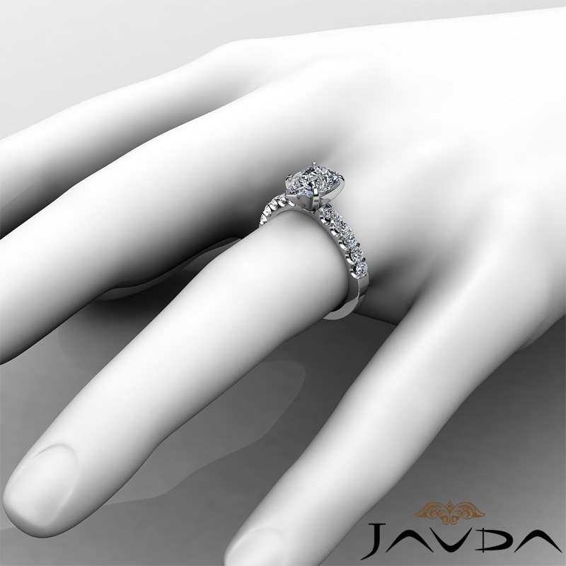 U Prong Setting Sidestone diamond Ring 14k Gold White