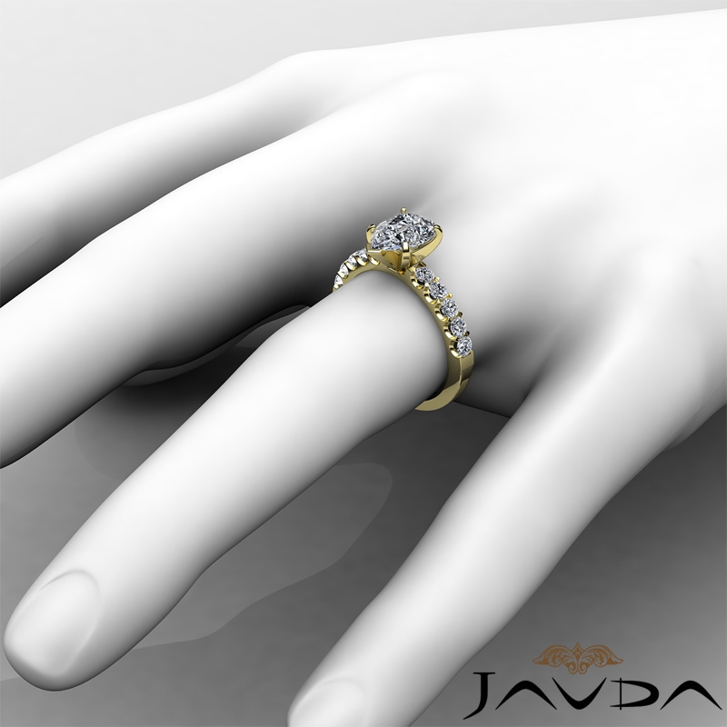 U Prong Setting Sidestone diamond Ring 14k Gold Yellow