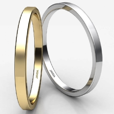 18k Gold Yellow Men Solid Ring 2mm Plain Pipe Cut Flat Wedding Band 2.1g 4