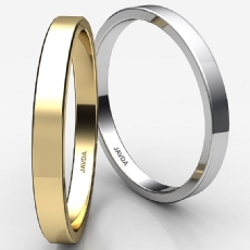 Plain Ring 2.5mm Men Wedding Flat Fit Pipe Cut Band 18k Gold Yellow 4.1g 4