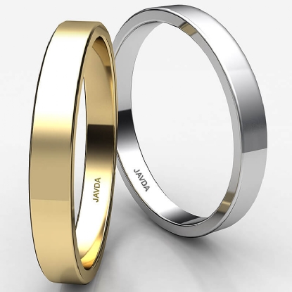 Mens 14K White Gold 3mm Flat Edged Wedding Band Ring
