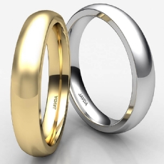 Wedding Band 14k White Gold Mens Dome Comfort Fit Plain Ring 4 mm 5g 4z