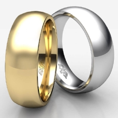 14k White Gold 7mm Men Plain Comfort Dome Wedding Band Solid Ring 8.3g 4sz