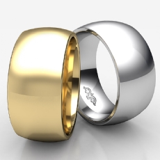 10.5mm Men Wedding Band Solid Dome Comfort Fit Ring 14k White Gold 12g 4sz