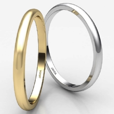 14k White Gold Mens Wedding Band Polish Plain Dome Solid Ring 2mm 1.7g 4sz