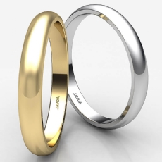 3mm Dome Plain Ring Simple Mens Wedding Solid Band 14k White Gold 2.4g 4sz