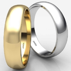 5mm Solid 18k Gold Yellow Dome Plain Polish Mens Wedding Band Ring 4.8g 4