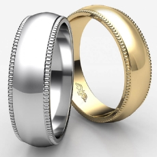Solid Men Wedding Band Dome Milgrain Edge Ring 6mm 14k Gold Yellow 6.1g 5