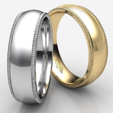Men Wedding Comfort Fit Band Dome Milgrain Ring 6mm 14k Gold Yellow 6.7g 5