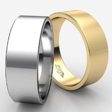 7mm Plain Band Solid 14k Gold Yellow Men Wedding Flat Pipe Cut Ring 5.9g 4