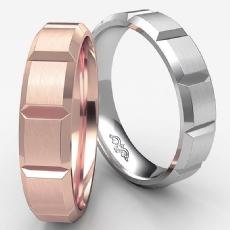 Beveled Edge Men's Dome Wedding Band 14k Rose Gold Solid Ring 5mm 6.3g 8