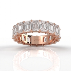 Emerald Lab-Grown Diamond Women Shared Prong Wedding Band 14k Rose Gold  (7.6Ct. tw.)