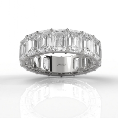 Lab-Grown Diamond Women Shared Prong Emerald Wedding Band 14k W Gold 11.25 ctw.