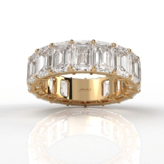 Lab-Grown Diamond Women Shared Prong Emerald Wedding Band 14k Gold Yellow  (11.25Ct. tw.)