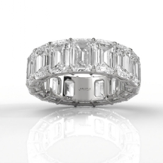 Women Shared Prong Wedding Band Emerald Lab-Grown Diamond 14k White Gold 13.2ctw