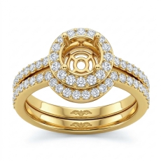Diamond Round Cut Semi Mount Engagement Ring Bridal Setting 14k Gold Yellow (1Ct. tw.)