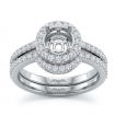 1Ct Diamond Round Cut Semi Mount Engagement Ring Bridal Setting 14k White Gold - javda.com 