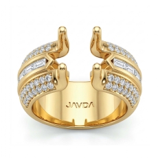 Round Baguette Diamond Engagement Setting Ring 14k Gold Yellow (1.15Ct. tw.)