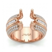 1.15Ct Round Baguette Diamond Engagement Setting Ring 14k Rose Gold - javda.com 
