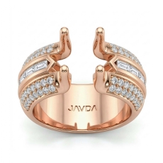 Round Baguette Diamond Engagement Setting Ring 18k Rose Gold (1.15Ct. tw.)