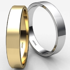 Simple Plain Flat Pipe Cut 4mm Mens Wedding Band 18k Gold Yellow 3.9g 4