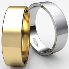 14k White Gold Plain Flat Pipe Cut Wedding Band Men Solid Ring 6mm 4.7g 4sz