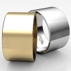 Mens Plain Wedding Band Flat Pipe Cut Ring 12mm 18k Gold Yellow 11.2g 4