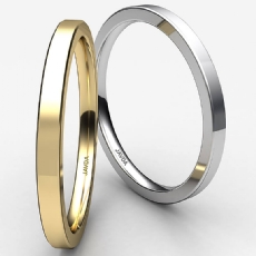 18k Gold Yellow 2mm Men Wedding Ring Comfort Fit Flat Pipe Cut Band 2.7g 4