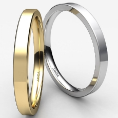 2.5mm Comfort Ring Men Wedding Flat Pipe Cut Band 14k White Gold 2.6g 4sz