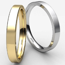 Wedding Band 3mm Men Comfort Fit Flat Pipe Cut Ring 18k Gold Yellow 3.7g 4