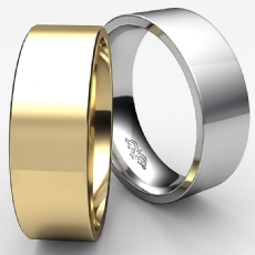 Men Wedding Band Comfort Fit Flat Pipe Cut Ring 7mm 14k White Gold 7g 4sz