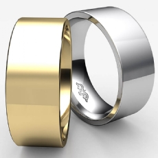 8mm Men Wedding Band Comfort fit Flat Pipe Cut Ring 14k White Gold 8g 4sz