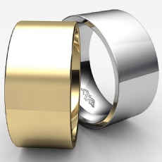 Comfort Flat Pipe Cut Ring Mens Wedding Band 10mm 18k Gold Yellow 11.8g 4