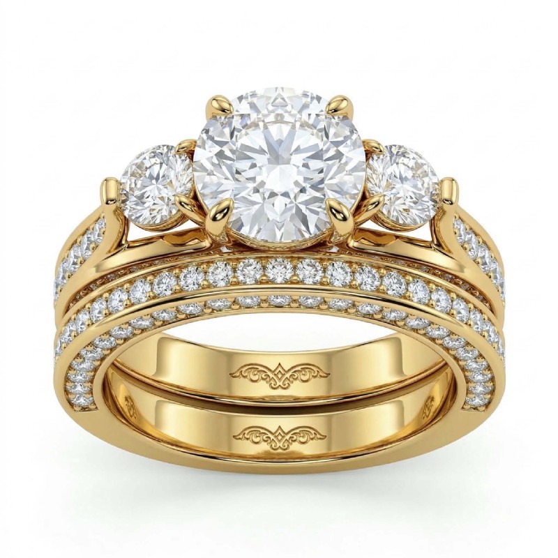  diamond Ring 18k Gold Yellow