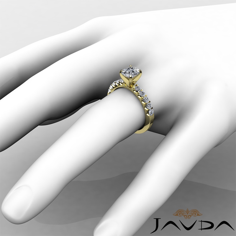 U Prong Setting Sidestone diamond Ring 18k Gold Yellow