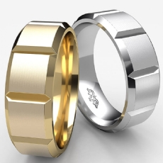 Beveled Edge Men's Dome Wedding Band 14k White Gold Solid Ring 7mm 9.9g 9 size