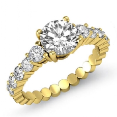 Prong Set Classic Side Stone diamond Ring 18k Gold Yellow