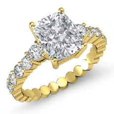 Prong Set Classic Side Stone diamond Ring 18k Gold Yellow