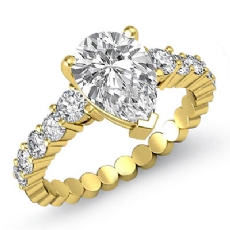 Prong Set Classic Side Stone diamond Ring 14k Gold Yellow