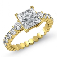 Prong Set Classic Side Stone diamond  14k Gold Yellow