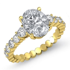 Prong Set Classic Side Stone diamond  18k Gold Yellow